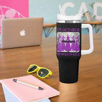 Retro In October We Wear Purple Witch Domestic Violence Awareness Tumbler With Handle - Wonder Print Shop