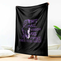 Stop Domestic Violence Throw Blanket Purple Ribbon Witch Graphic Witchy Feminist