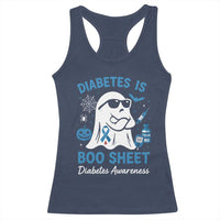 Diabetes is Boo Sheet Racerback Tank Top Funny Halloween Ghost Diabetes Type 1 2 Awareness - Wonder Print Shop