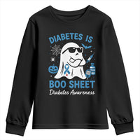 Diabetes is Boo Sheet Youth Sweatshirt Funny Halloween Ghost Diabetes Type 1 2 Awareness - Wonder Print Shop