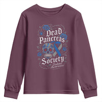 Funny Diabetes Type 1 Awareness Youth Sweatshirt Dead Pancreas Society Sugar Skull - Wonder Print Shop