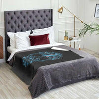 Diabetes Awareness Skull Throw Blanket Blue Ribbon T1D Support Sugar Skull - Wonder Print Shop