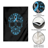 Diabetes Awareness Skull Garden Flag Blue Ribbon T1D Support Sugar Skull - Wonder Print Shop