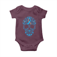 Diabetes Awareness Skull Baby Onesie Blue Ribbon T1D Support Sugar Skull - Wonder Print Shop
