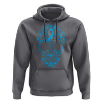 Diabetes Awareness Skull Hoodie Blue Ribbon T1D Support Sugar Skull - Wonder Print Shop