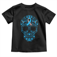 Diabetes Awareness Skull Toddler T Shirt Blue Ribbon T1D Support Sugar Skull - Wonder Print Shop