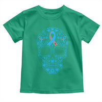 Diabetes Awareness Skull Toddler T Shirt Blue Ribbon T1D Support Sugar Skull - Wonder Print Shop