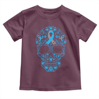 Diabetes Awareness Skull Toddler T Shirt Blue Ribbon T1D Support Sugar Skull - Wonder Print Shop