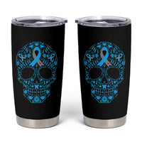 Diabetes Awareness Skull Tumbler Cup Blue Ribbon T1D Support Sugar Skull - Wonder Print Shop