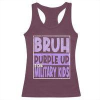 Funny Bruh Purple Up For Military Kids Racerback Tank Top Military Child Month