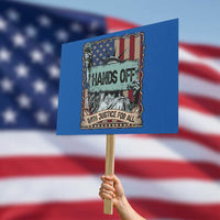 Funny Hands Off With Justice For All Protest Sign Statue Of Liberty American Flag - Wonder Print Shop