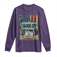 Funny Hands Off With Justice For All Long Sleeve Shirt Statue Of Liberty American Flag