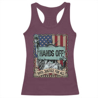 Funny Hands Off With Justice For All Racerback Tank Top Statue Of Liberty American Flag