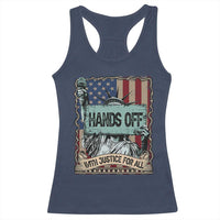 Funny Hands Off With Justice For All Racerback Tank Top Statue Of Liberty American Flag