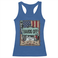 Funny Hands Off With Justice For All Racerback Tank Top Statue Of Liberty American Flag