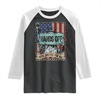 Funny Hands Off With Justice For All Raglan Shirt Statue Of Liberty American Flag
