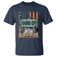 Funny Hands Off With Justice For All T Shirt Statue Of Liberty American Flag