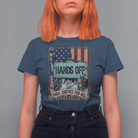 Funny Hands Off With Justice For All T Shirt For Women Statue Of Liberty American Flag