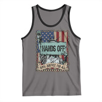 Funny Hands Off With Justice For All Tank Top Statue Of Liberty American Flag