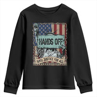 Funny Hands Off With Justice For All Youth Sweatshirt Statue Of Liberty American Flag
