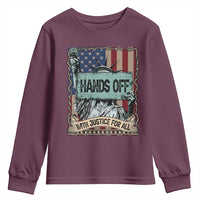 Funny Hands Off With Justice For All Youth Sweatshirt Statue Of Liberty American Flag