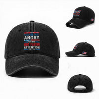 If You Are Not Angry You Are Not Paying Attention Washed Cotton Baseball Cap Vintage Stars And Stripes
