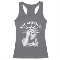 Funny Statue Of Liberty WTF America Racerback Tank Top
