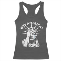 Funny Statue Of Liberty WTF America Racerback Tank Top