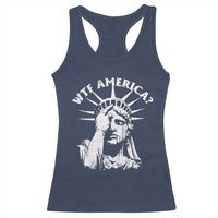 Funny Statue Of Liberty WTF America Racerback Tank Top