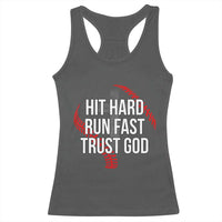 Hit Hard Run Fast Trust God Christian Baseball Racerback Tank Top