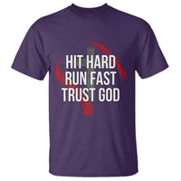 Hit Hard Run Fast Trust God Christian Baseball T Shirt