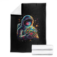 Astronaut Earth Flowers Spaceman Planet Galaxy Universe Throw Blanket