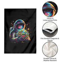 Astronaut Earth Flowers Spaceman Planet Galaxy Universe Garden Flag