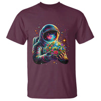 Astronaut Earth Flowers Spaceman Planet Galaxy Universe T Shirt
