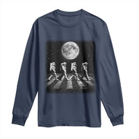 Astronauts Walking In Space Galaxy Moon Planet Long Sleeve Shirt