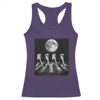 Astronauts Walking In Space Galaxy Moon Planet Racerback Tank Top