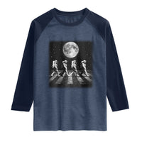 Astronauts Walking In Space Galaxy Moon Planet Raglan Shirt