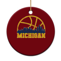 Michigan Fan Basketball Grooves Skyline MI State Ceramic Ornament