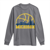 Michigan Fan Basketball Grooves Skyline MI State Long Sleeve Shirt