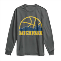 Michigan Fan Basketball Grooves Skyline MI State Long Sleeve Shirt