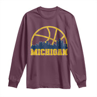Michigan Fan Basketball Grooves Skyline MI State Long Sleeve Shirt