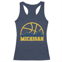 Michigan Fan Basketball Grooves Skyline MI State Racerback Tank Top