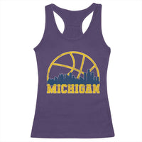 Michigan Fan Basketball Grooves Skyline MI State Racerback Tank Top