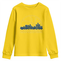 Michigan Fan Basketball Grooves Skyline MI State Youth Sweatshirt