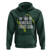 Hit Hard Run Fast Trust God Christian Softball Hoodie