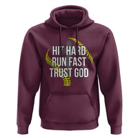Hit Hard Run Fast Trust God Christian Softball Hoodie