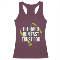 Hit Hard Run Fast Trust God Christian Softball Racerback Tank Top