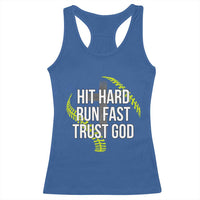 Hit Hard Run Fast Trust God Christian Softball Racerback Tank Top