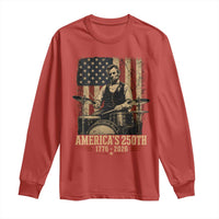 America's 250th Abraham Lincoln Playing Guitar 1776 2026 Long Sleeve Shirt Funny Electric Guitar Player