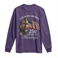 God Bless America 250 Years Of Blessings Long Sleeve Shirt US 250th Anniversary Bald Eagle American Flag